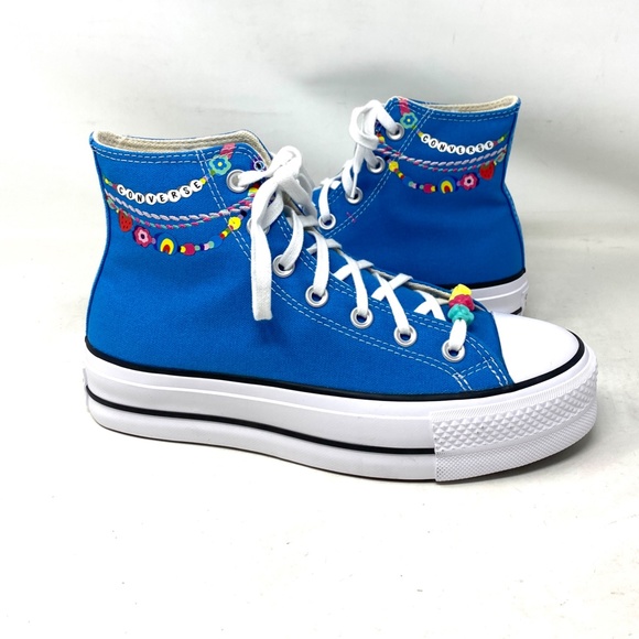✨HP✨Converse Ctas Lift Platform High Top Canvas White Blue - Picture 5 of 9